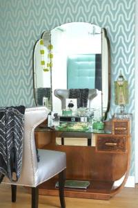 Art Deco dressing table, Harlequin wallpaper