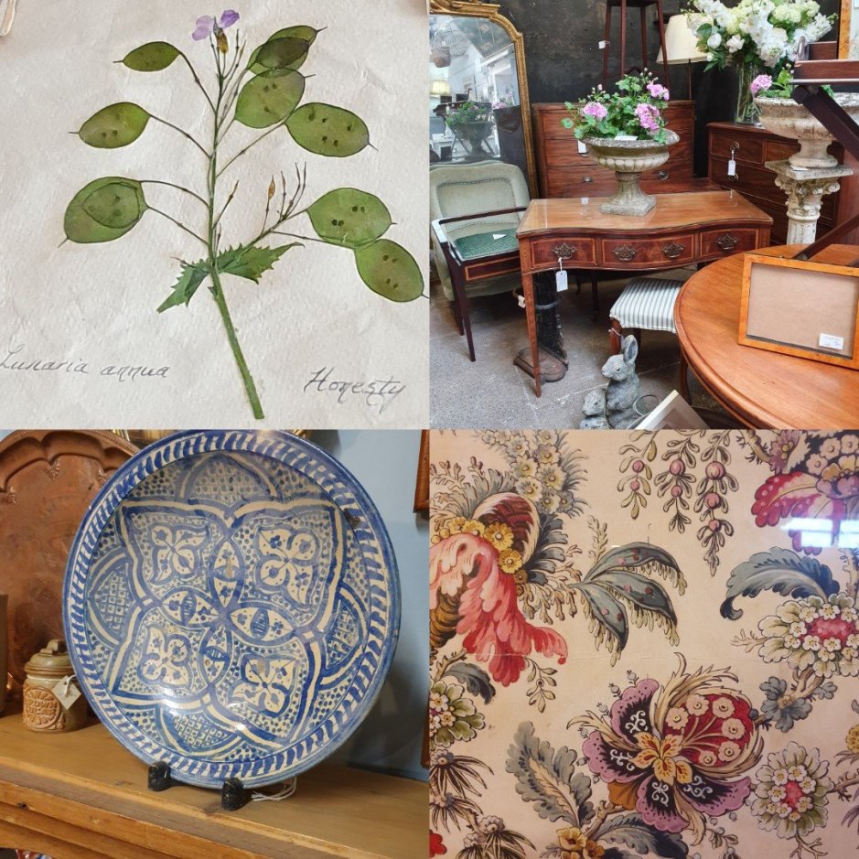 Fanny's Antiques collage on Charis White Interiors blog