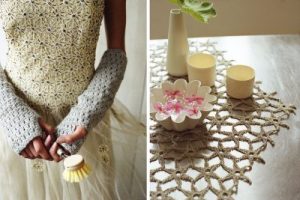 Crochet mits by Erika Knight with Wedding Dress. Photograph: Yuki Sugiura, styling Charis White